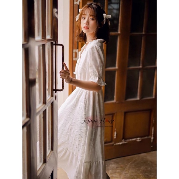 Váy trắng tiểu thư tay ngắn / váy ullzang / váy vintage / mina’s house