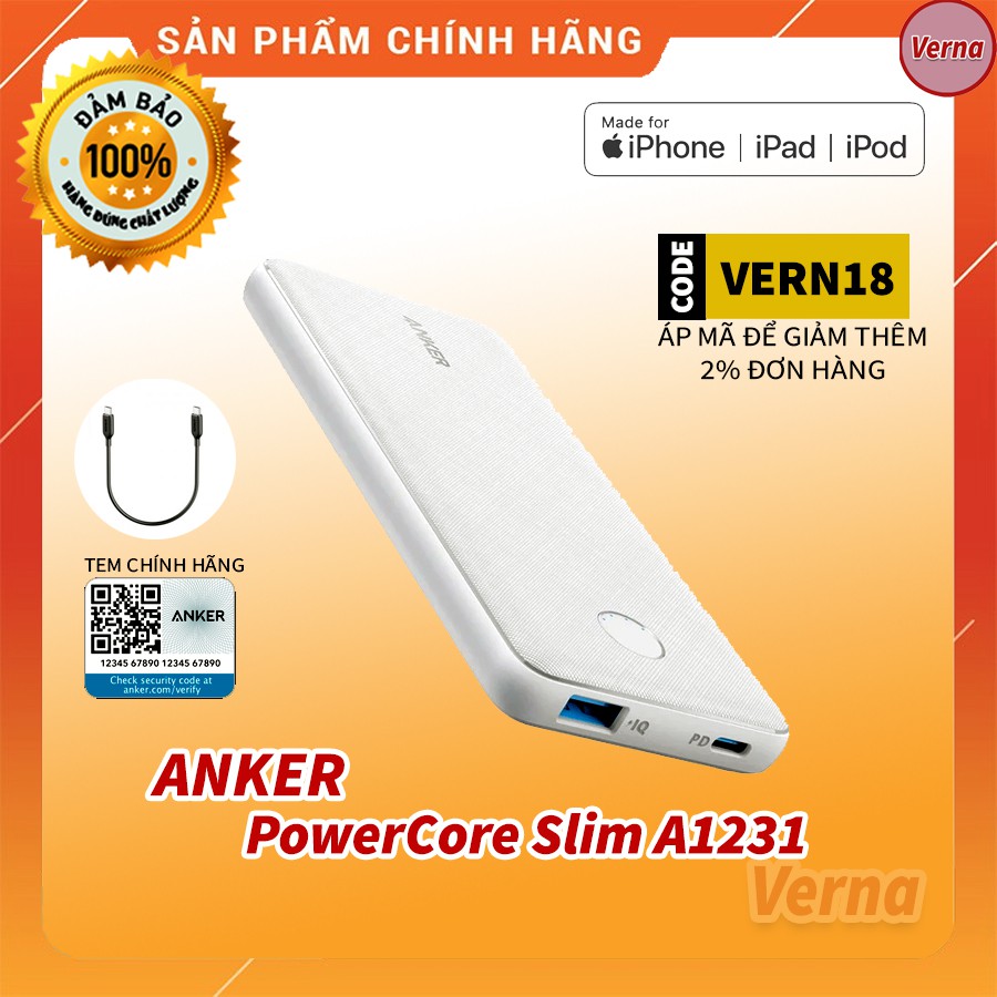 Pin dự phòng Anker PowerCore Slim 10000 PD A1231