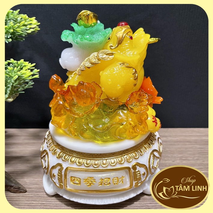 Cóc Ba Chân ngậm tiền cõng cải - Thiềm Thừ chiêu tài lộc có đế xoay nhiều màu