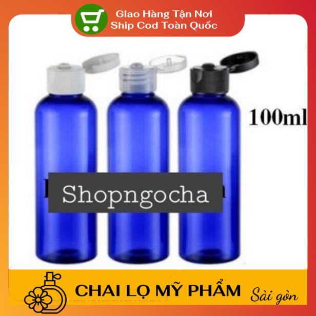 Chai Chiết Mĩ Phẩm ❤ SIÊU RẺ ❤ Chai nắp bật tròn xanh dương 100ml , chai lọ mỹ phẩm , chai nhựa pet , phụ kiện du lịch