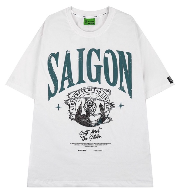 Áo Thun HADES SÀI GÒN VINTAGE Màu Trắng While Tee Nam Nữ Full Tag Unisex Brand Saigon TUN SHOP