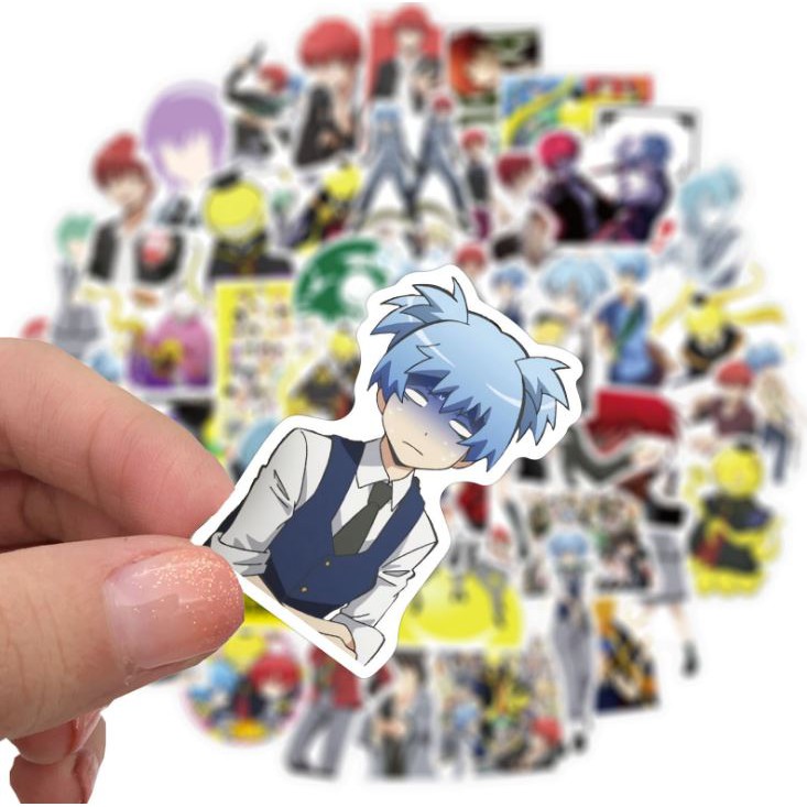 Sticker Assassination Classroom nhựa PVC không thấm nước, dán nón bảo hiểm, laptop, điện thoại, Vali, xe, Cực COOL #176