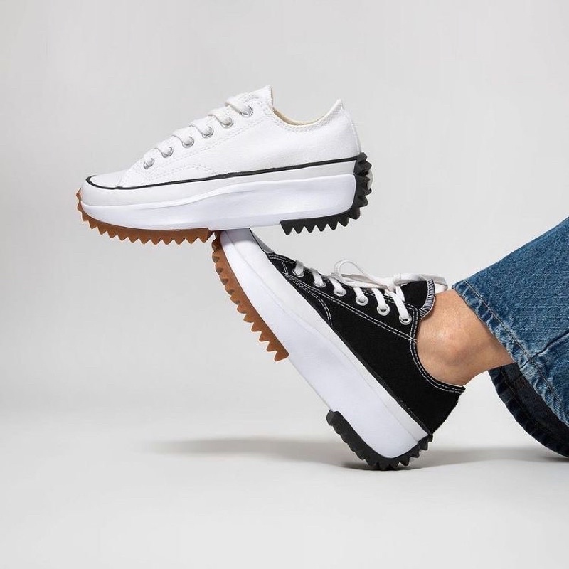 Run Star Hike Black Low Top / Giày Converse Thể Thao Đế Cao 168816C