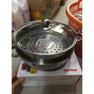 [FREESHIP XTRA]  Nồi hấp inox 2 tầng 28cm