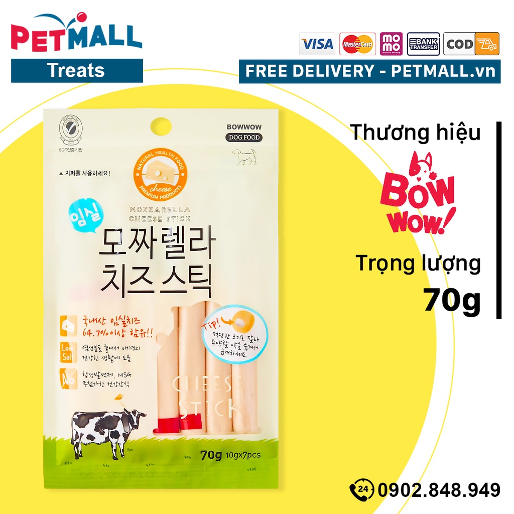 Xúc xích phô mai Petsmix Cheese Mozzarella 70g - Phô mai cho chó Petmall