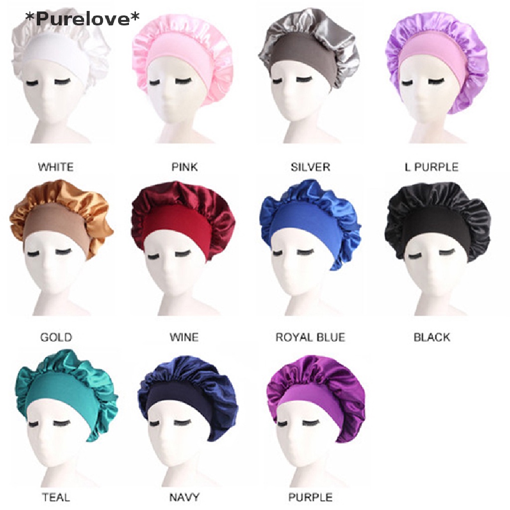 Mũ Trùm Tóc Bằng Satin Màu Trơn Tiện Dụng Khi Ngủ