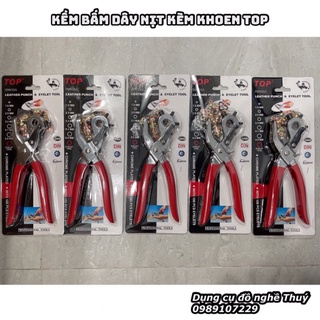 Kìm bấm lỗ dây nịt top k6012a kèm 100 khoen