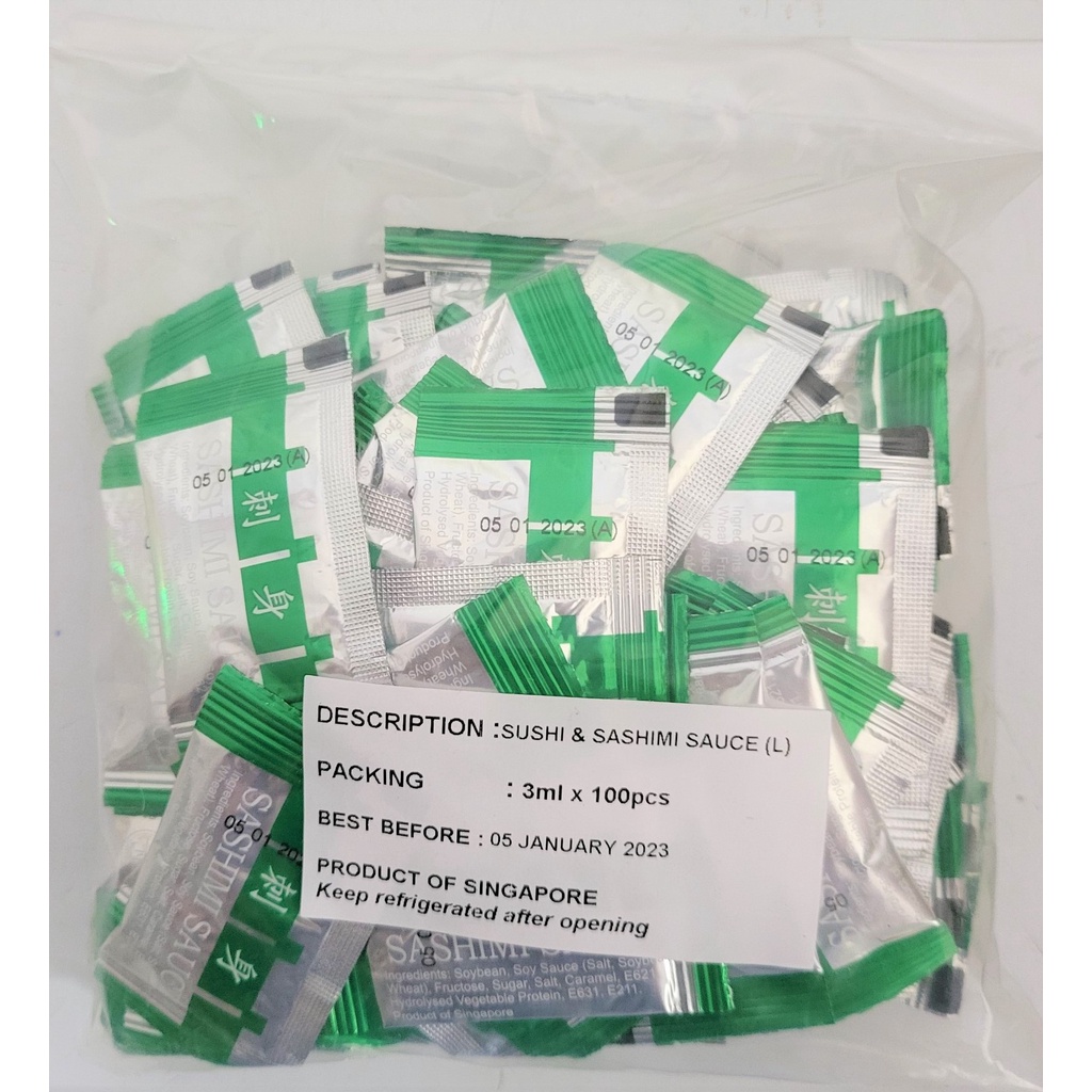 [Túi 100 gói x 3ml] NƯỚC TƯƠNG SUSHI &amp; SASHIMI GÓI NHỎ [Singapore] BIGWEST FOOD Sushi &amp; Sashimi Sauce (sib-hk)