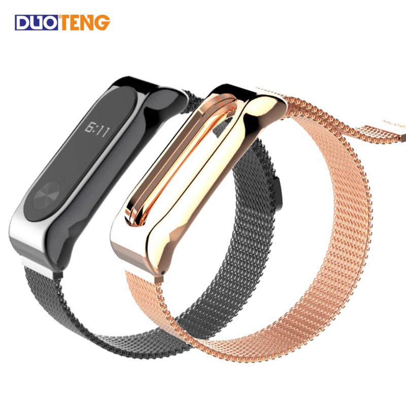 Duo Teng Dây Đeo Thay Thế Chất Liệu Kim Loại Dạng Mắt Xích Cho Xiaomi Mi Band 2