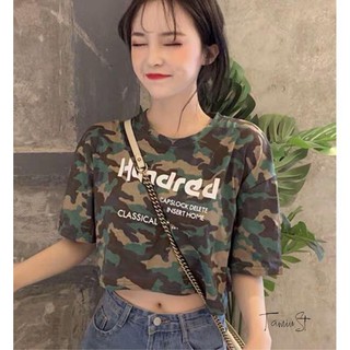 Áo crop tay lỡ camo / Áo croptop lính