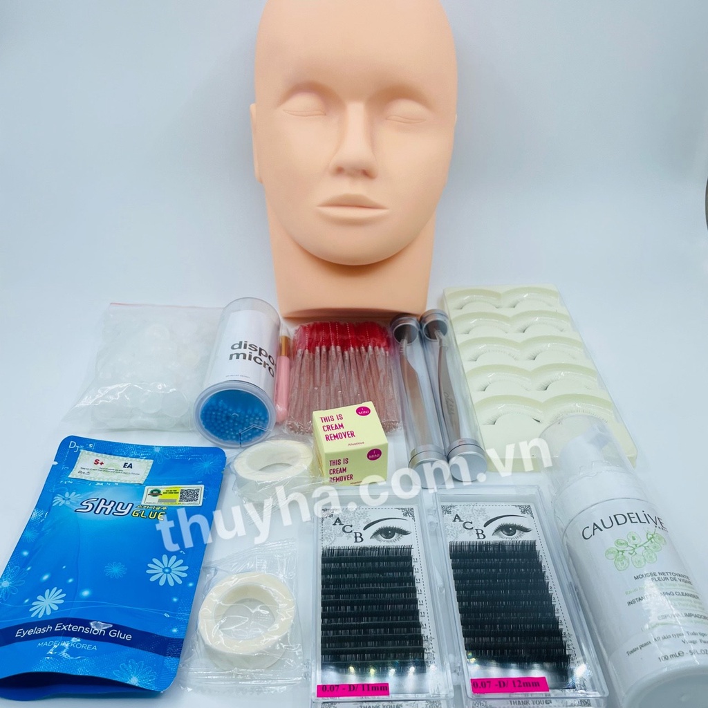 combo tập nối mi cơ bản 360k_dụng cụ mi_keo nối mi_uốn mi_mi khay_mi fan_THÚY HÀ