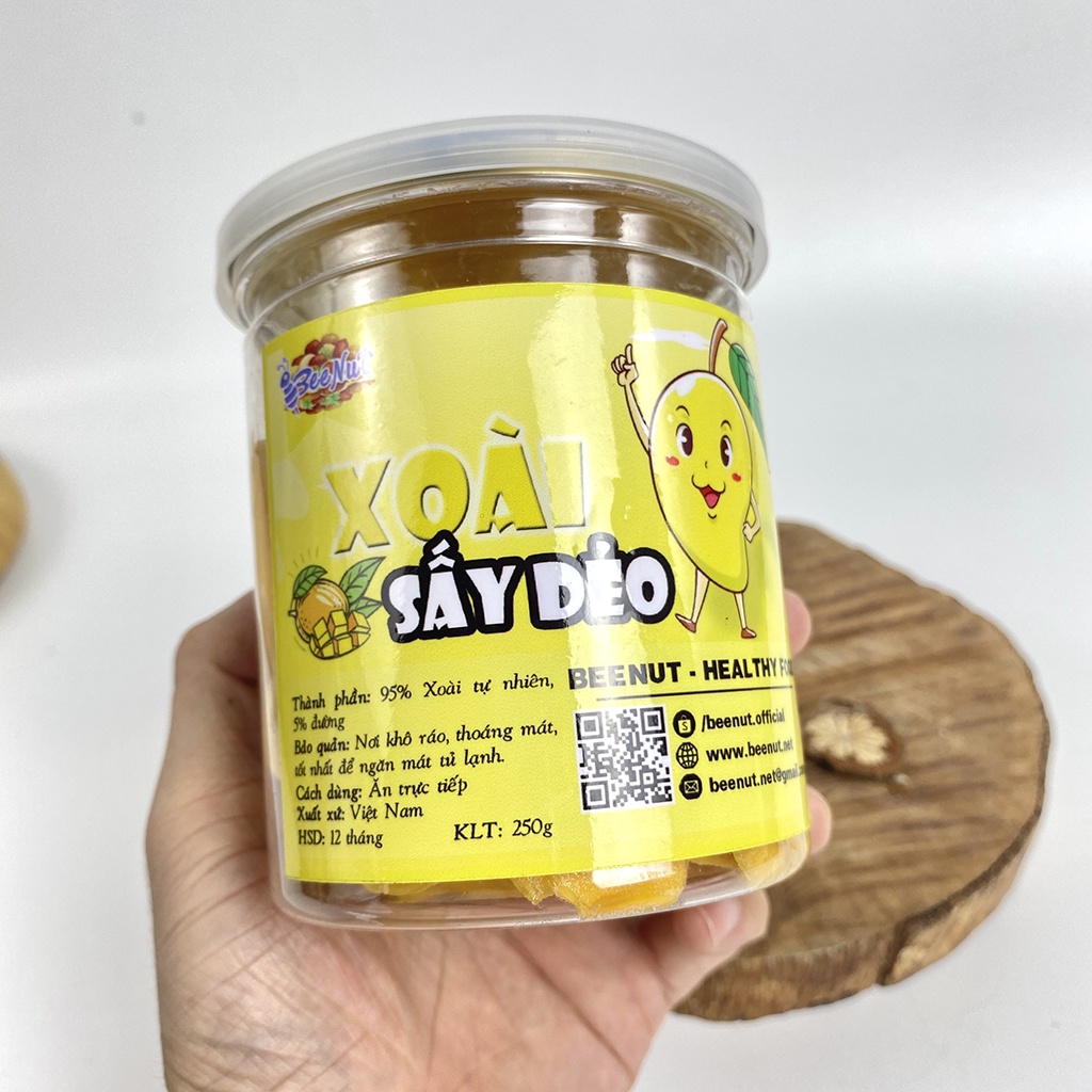 Xoài sấy dẻo thơm ngon chuẩn xuất khẩu, trái sây sấy dẻo Đồ ăn vặt Healthy BeeNut