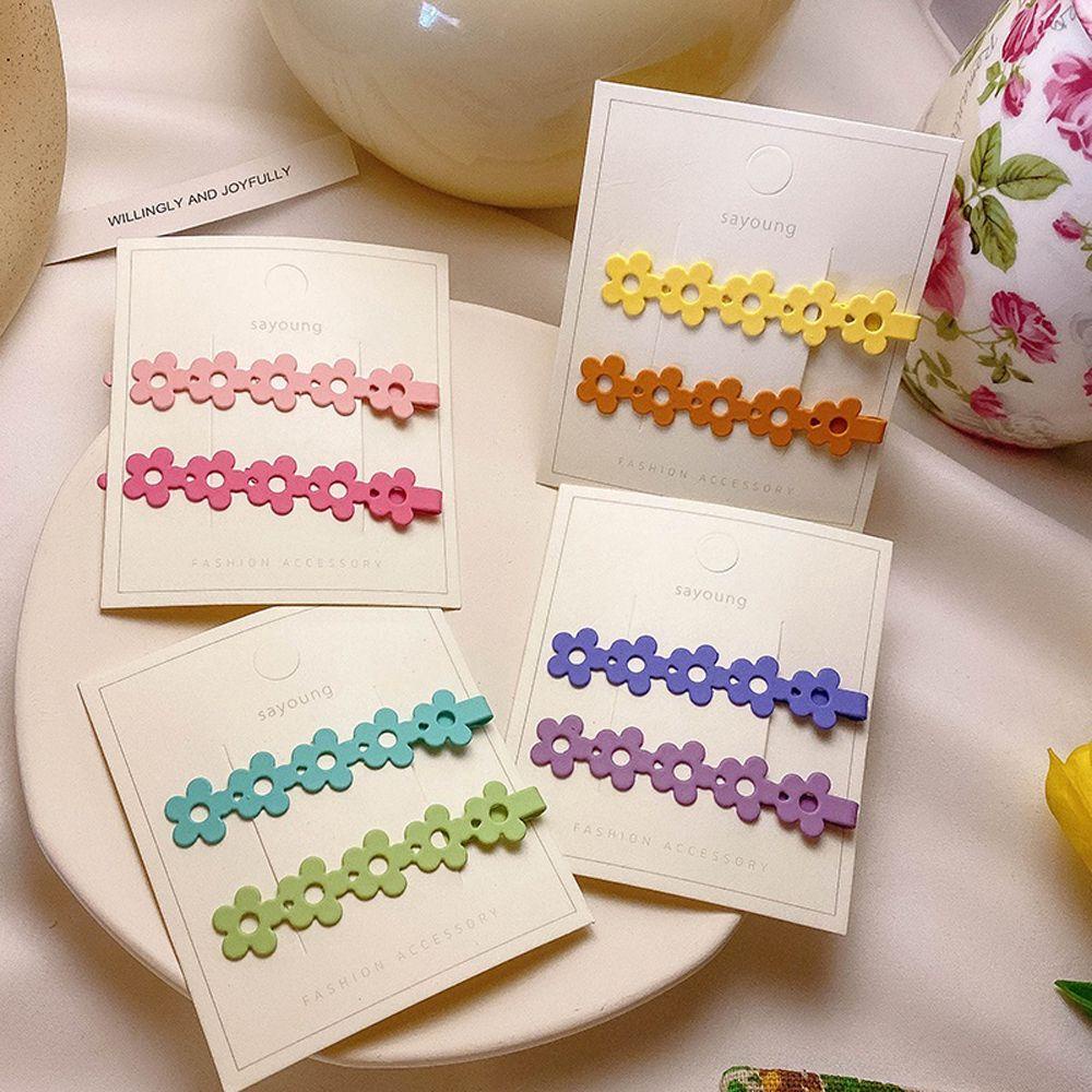 Kẹp Tóc Hình Hoa Rỗng Màu Kẹo Ngọt Ngào Dễ Thương WMES15H Cho Nữ