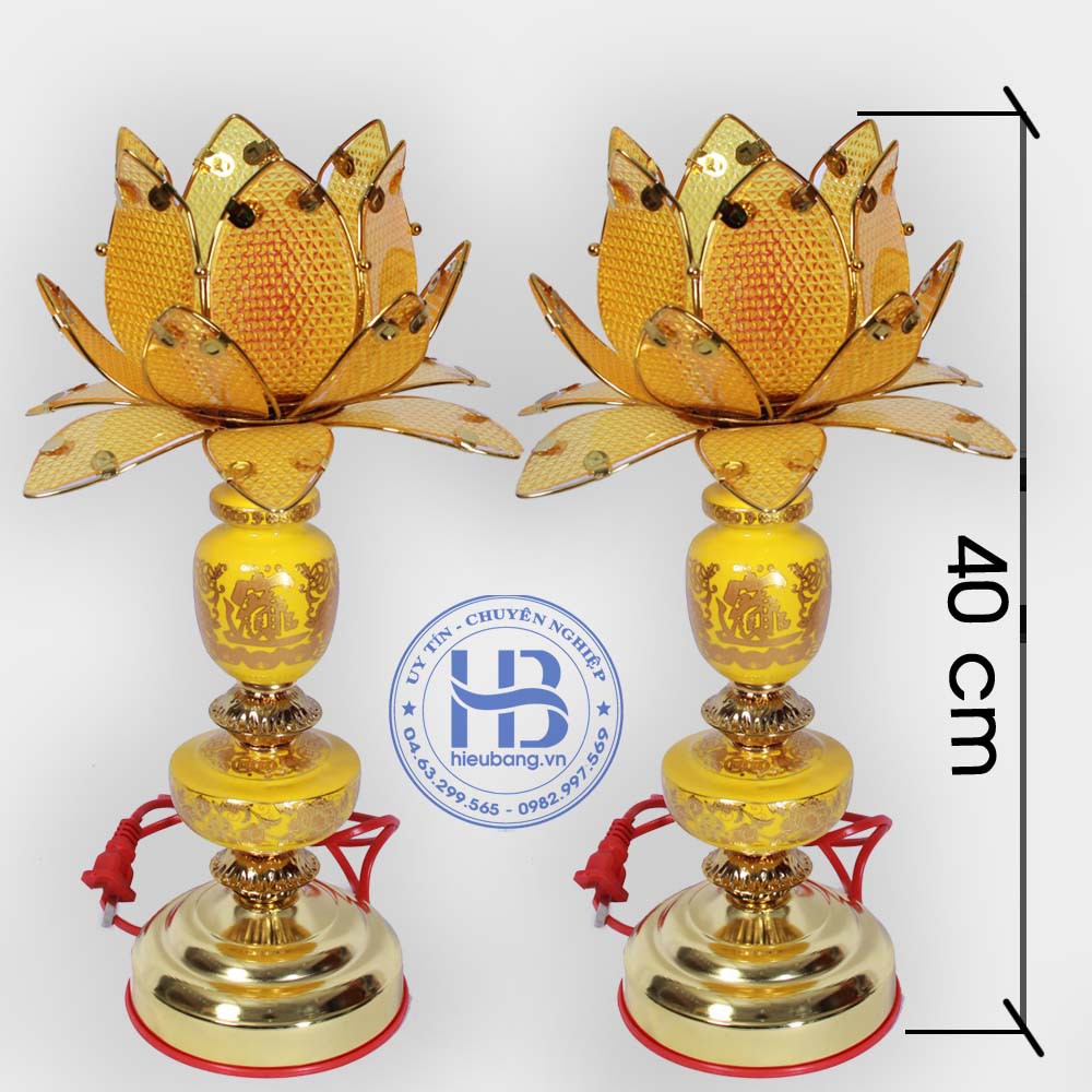 Đèn hoa sen để bàn thờ 1 bông Vàng 40cm