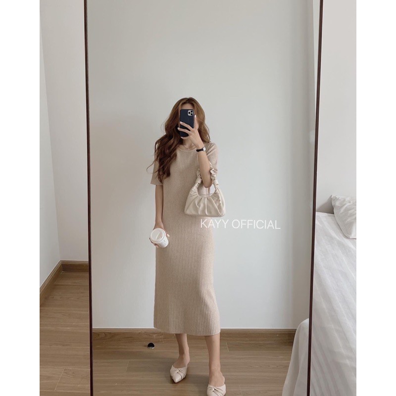 Váy len tăm suông cổ tròn tay lỡ | BigBuy360 - bigbuy360.vn
