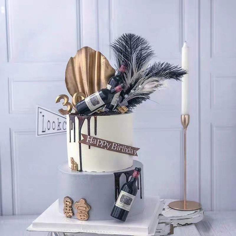 Mô Hình Chai Rượu Vang Trang Trí Bánh