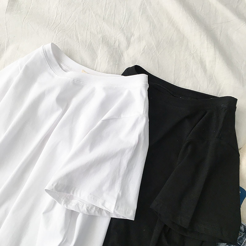 Áo Thun Tay Ngắn Cổ Tròn Màu Sắc Đơn Giản Thời Trang Mùa Hè Cho Nữ