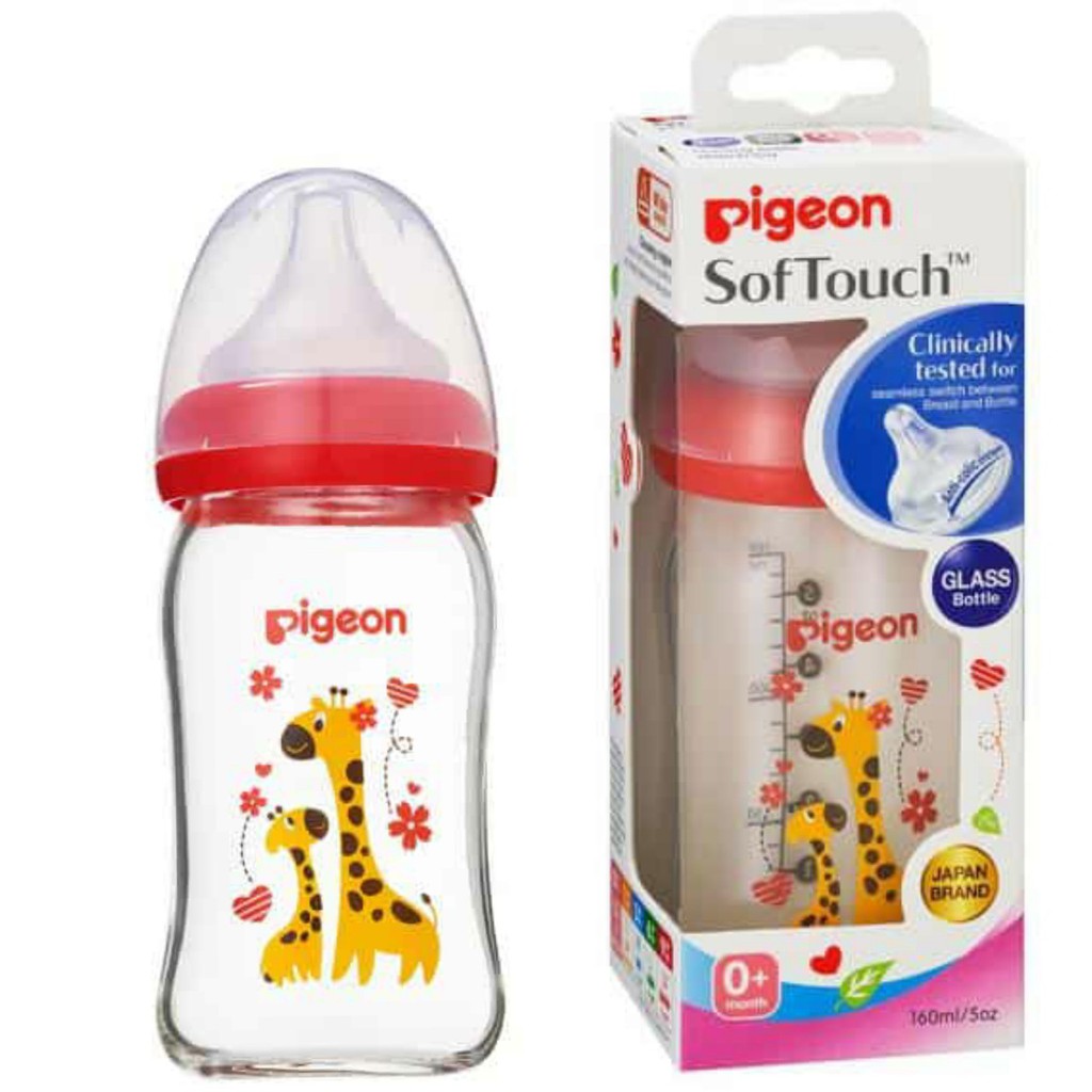 Bình sữa thủy tinh cổ rộng Pigeon Plus 160ml