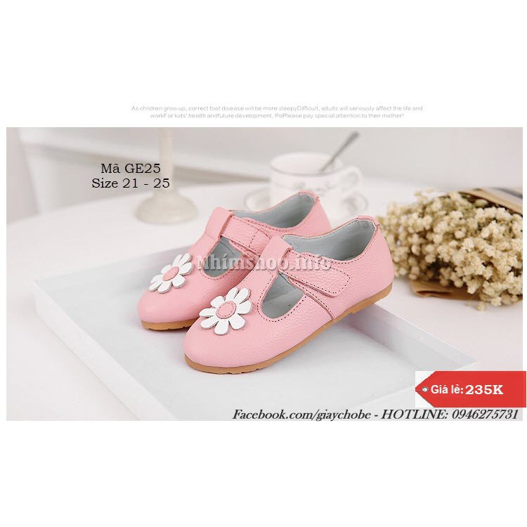 Giày bé gái - Giày trẻ em búp bê công chúa da mềm điểm hoa dễ thương đi học đi chơi full size 1 - 3 tuổi GE25