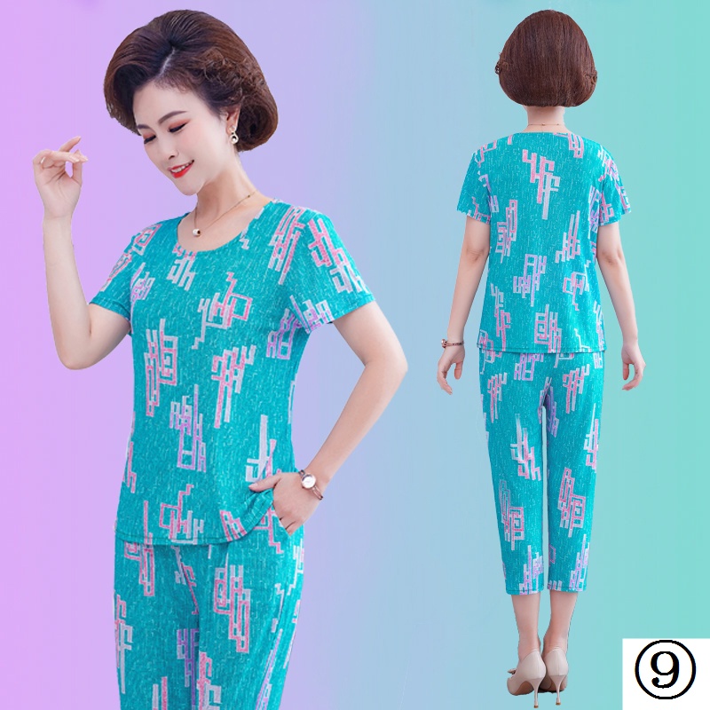 Bộ Đồ Ngắn Tay Dáng Rộng Thời Trang Mùa Hè Dành Cho Phụ Nữ Trung Niên 40-55 Tuổi