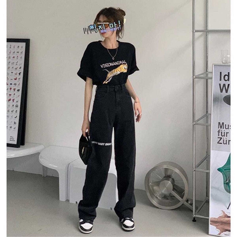 Quần ống rộng Lưng Cao Thời Trang Hàn Quốc Năng Động Cho Nữ