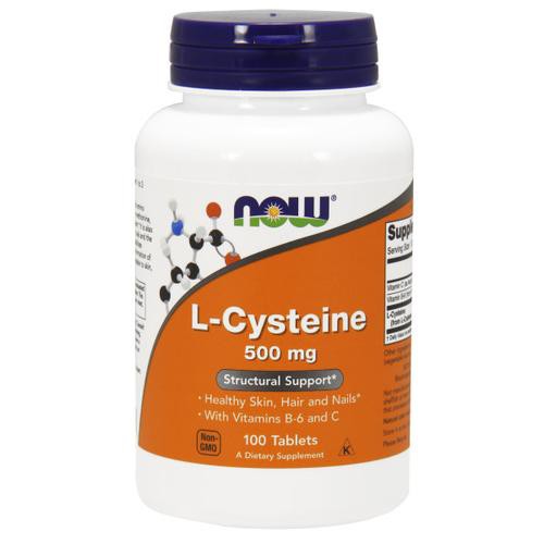 Thực phẩm bảo vệ sức khỏe Now L-Cysteine 500mg hỗ trợ trị mụn, bổ sung dinh dưỡng cho da, móng, tóc chai 100 viên