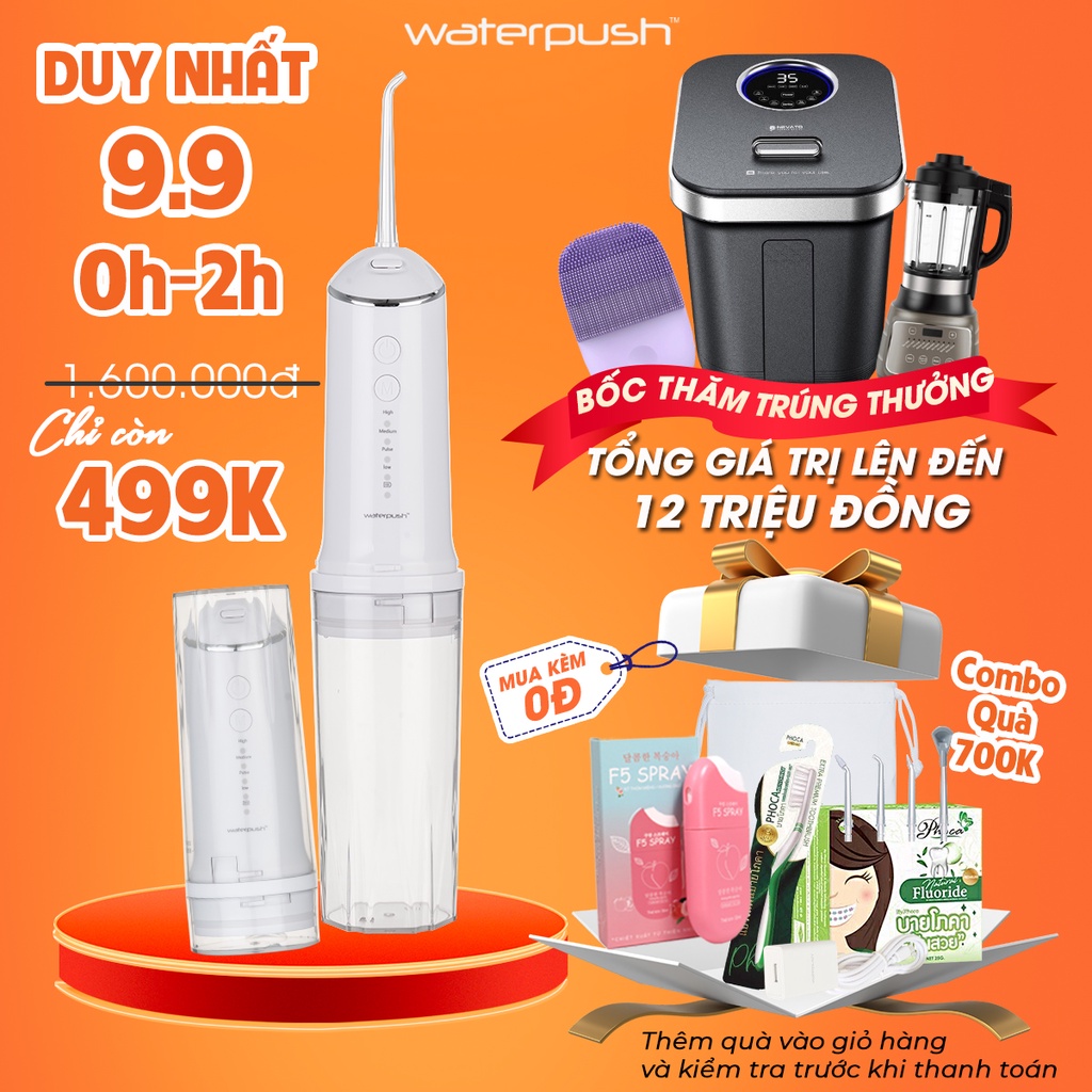 Máy tăm nước du lịch cao cấp WaterPush 1904 - Siêu nhỏ gọn - 1 đổi 1 Online trong 12 tháng