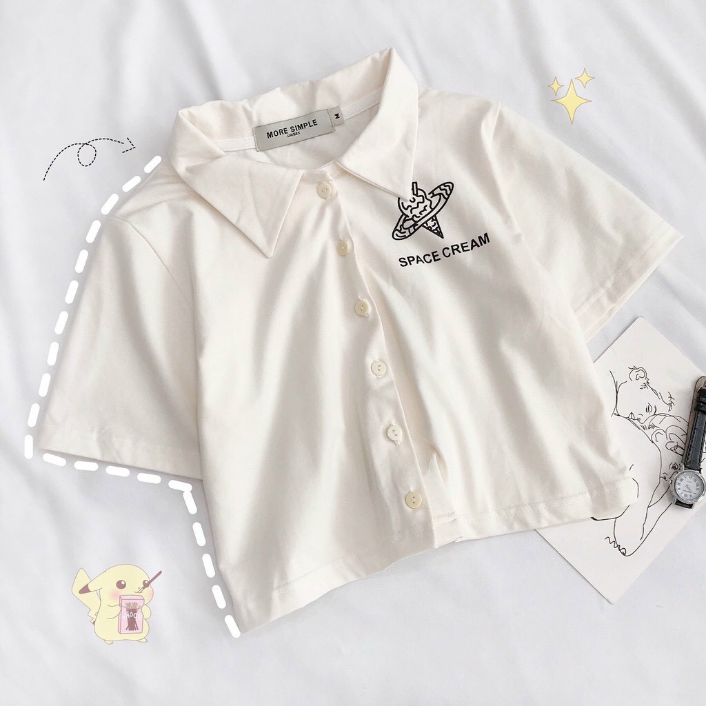 Áo croptop ngắn tay cổ cao chất cotton dày dặn bao đẹp