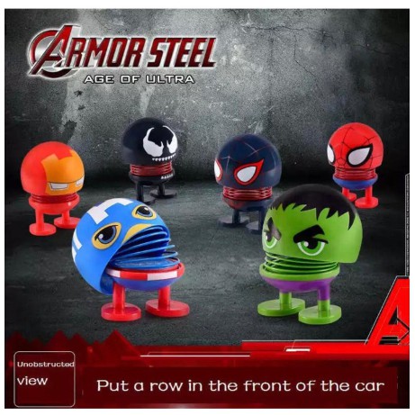 Búp bê biểu cảm đầu lắc phong cách Avengers Đồ chơi mô hình người nhện spider man trang trí xe hơi ô tô
