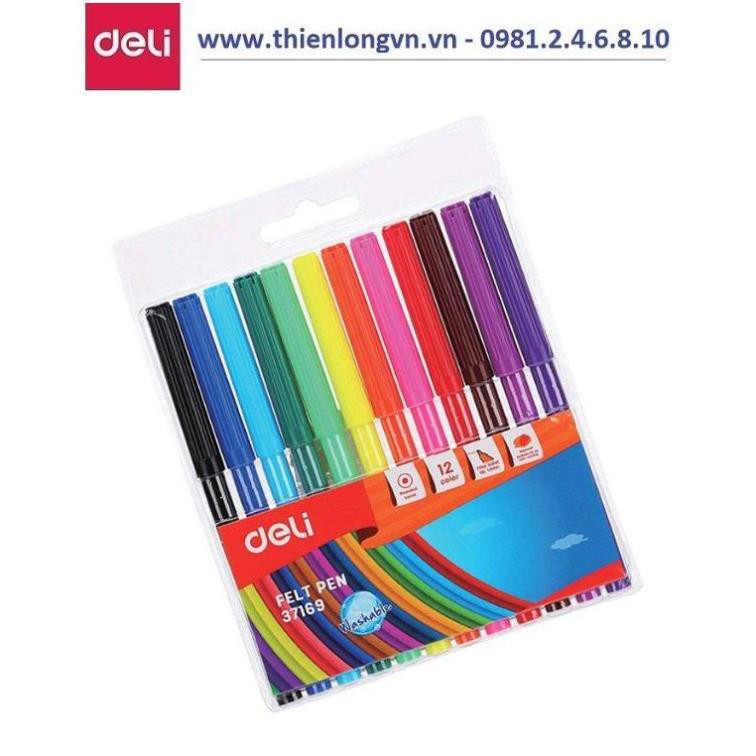 Bút dạ màu nước Deli E37169 - 12 màu/ E37170 - 18 màu