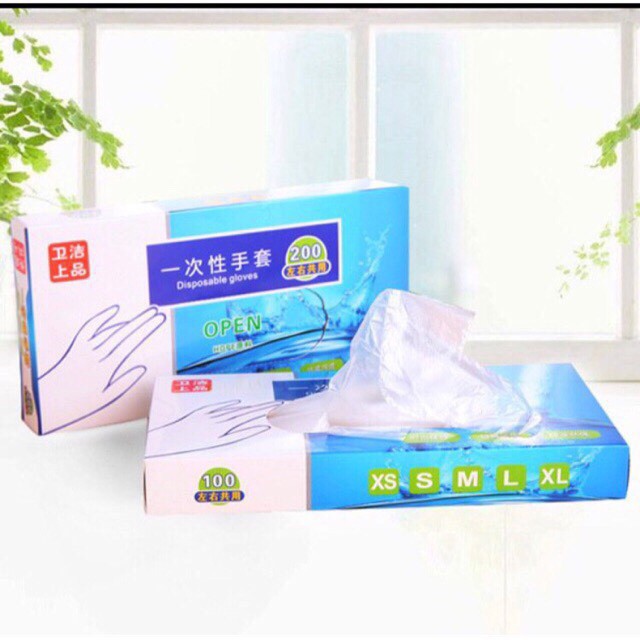 Hộp 200 Chiếc Găng Bao Tay Nilon Dùng 1 Lần Tiện Lợi Disposable Gloves 200pic