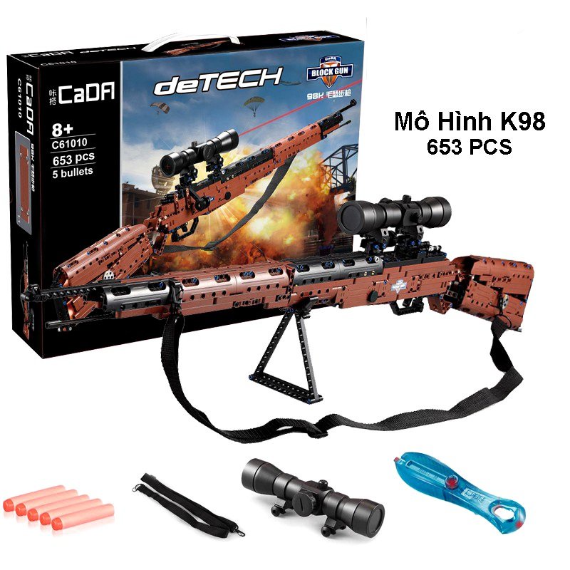 Bộ Đồ Chơi Xếp Hình CaDA C61010 Lắp Ráp Kiểu LEGO Mô Hình PUBG K98 Với 653 Mảnh Ghép