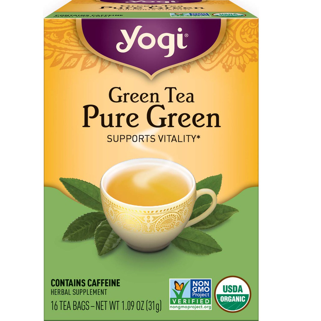 [Yogi] Trà Hữu Cơ Hỗ Trợ Sức Khoẻ Tổng Thể, Chống Oxy Hoá - Yogi Tea Green Tea Pure Green