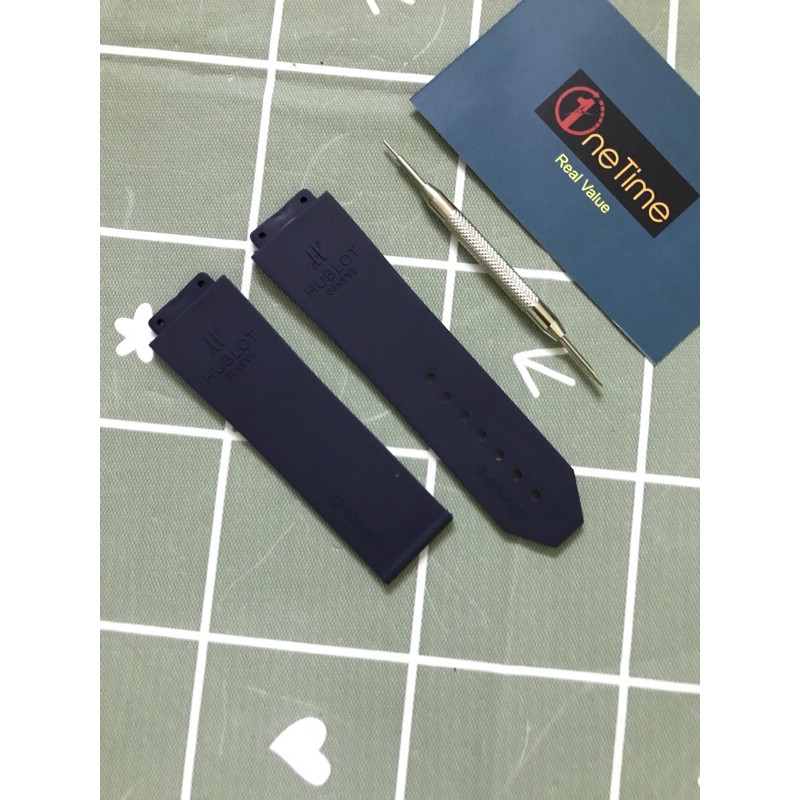 Dây đồng hồ Hublot cao su kẻ sọc xanh Nam size 19-25-22, case 42(Tặng tovit thay day)