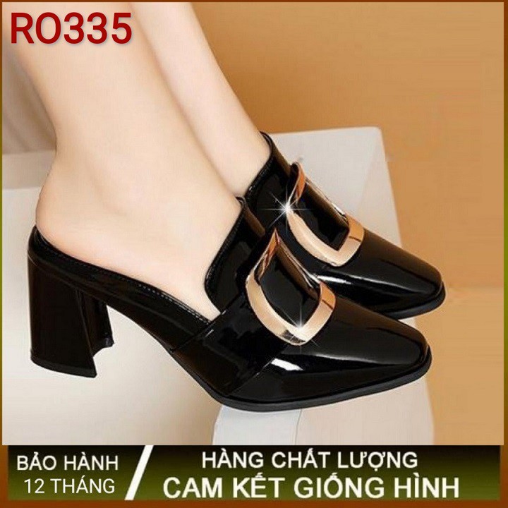 Giày sandal nữ cao gót 7p hàng hiệu rosata hai màu đen kem ro335