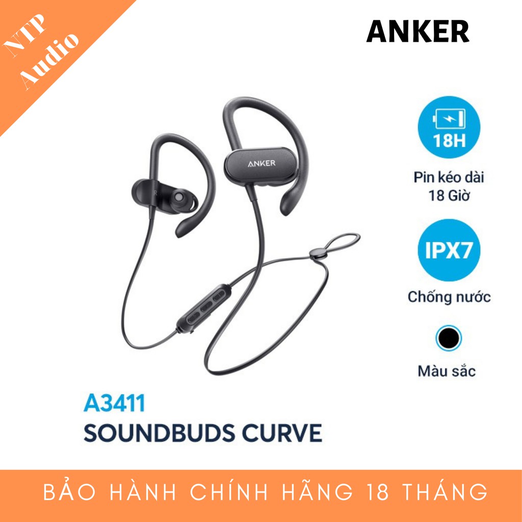 Tai nghe bluetooth SoundCore SoundBuds Curve (by ANKER) - A3411 - Hàng Chính Hãng