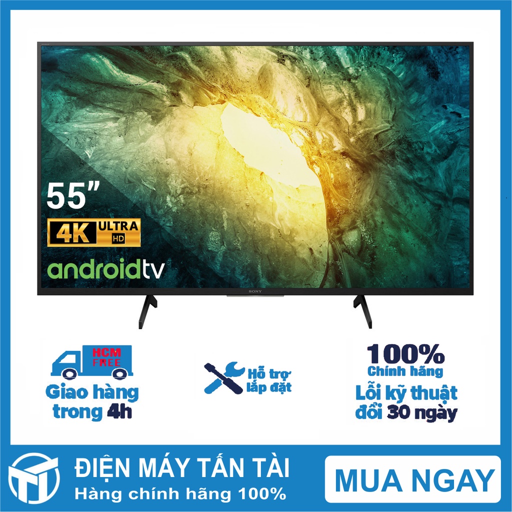 Android Tivi Sony 4K 55 inch KD-55X7500H - Remote tích hợp micro Ứng dụng:YouTube, Netflix.. Giao miễn phí HCM