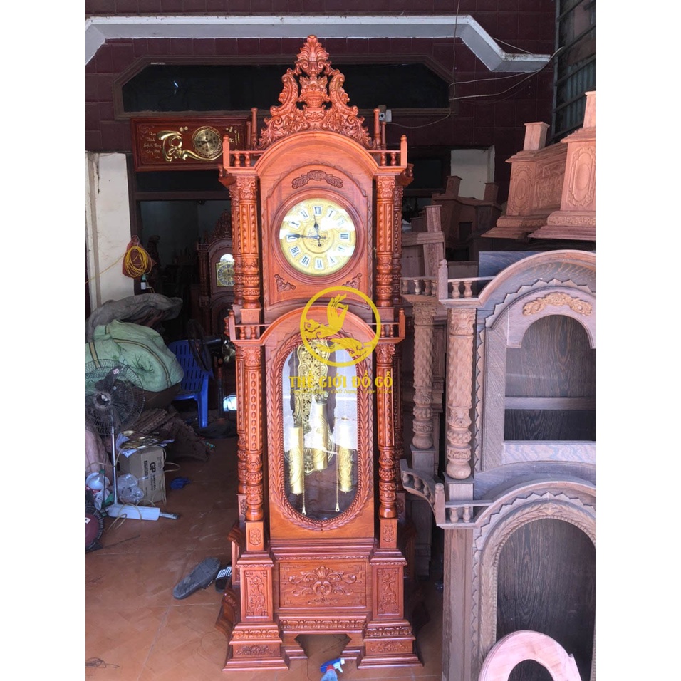 Đồng hồ tứ trụ hoa hồng trơn cao 2m70