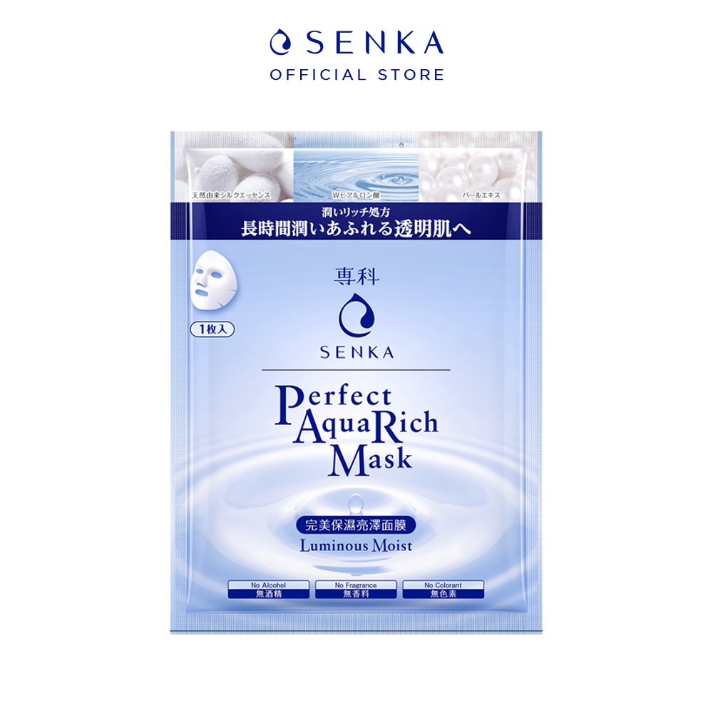 [Mã FMCGMALL -8% đơn 250K] Mặt nạ dưỡng ẩm trắng da Senka Perfect Aqua Rich Luminous Moist Mask 23ml_14647 | BigBuy360 - bigbuy360.vn