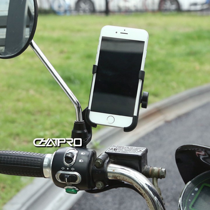 Giá đỡ kẹp điện thoại kim loại gắn gương chiếu hậu xe máy C2 | BigBuy360 - bigbuy360.vn
