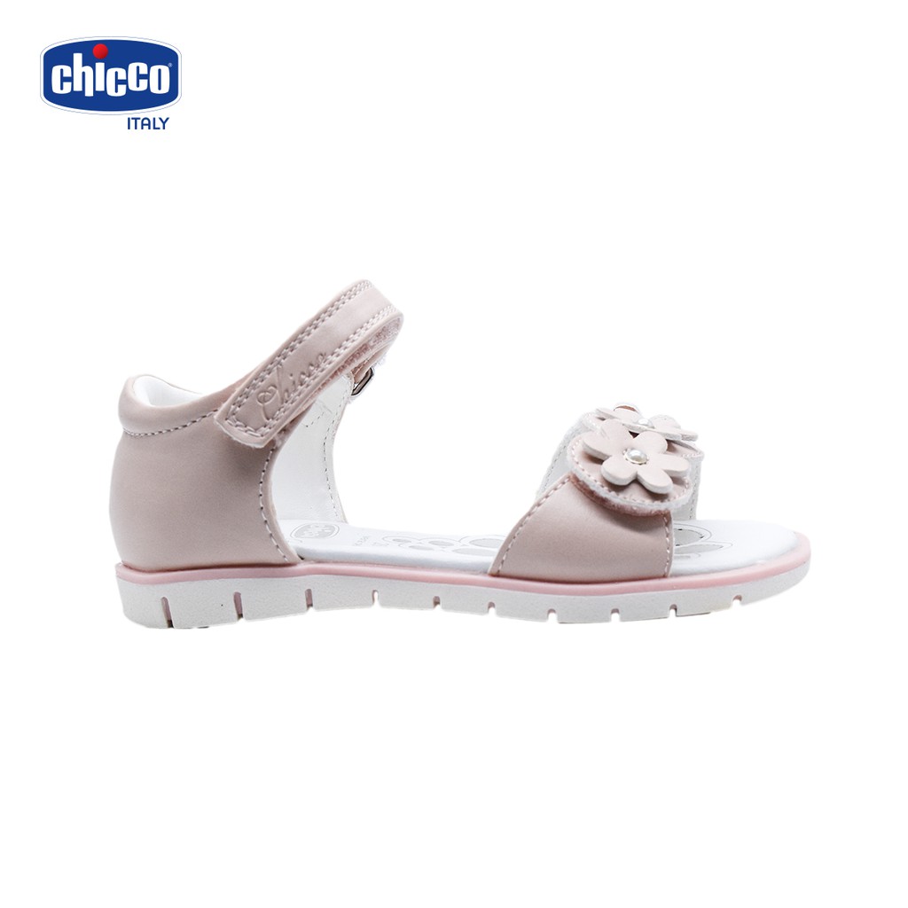 Sandal mát-xa chân bé đính hoa Chicco – Hồng Pinky