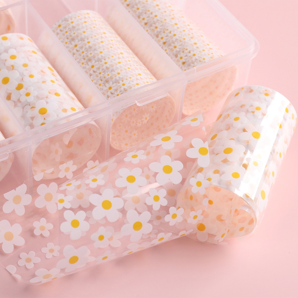 Miếng Dán Trang Trí Móng Tay Tự Dính Chống Thấm Nước Họa Tiết Hoa Xinh Xắn