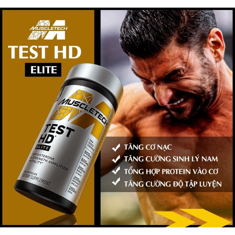 Muscletech - Test HD Elite Tăng Testosterone Tự Nhiên 120 Viên