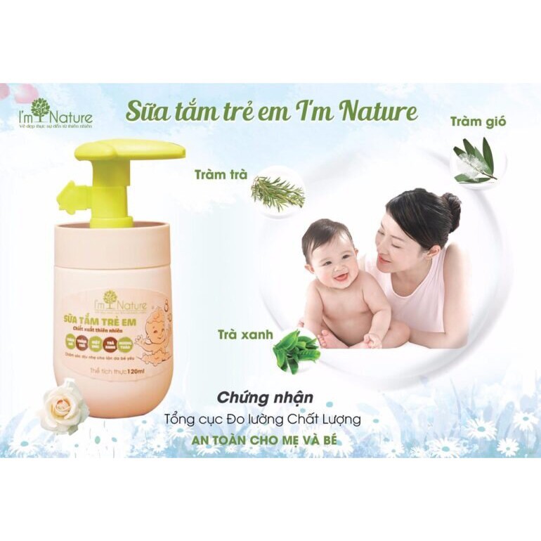 Sữa Tắm Trẻ Em I'm Nature Ngừa Rôm Sảy, Mụn Nhọt, Giúp Tránh Gió 120ml