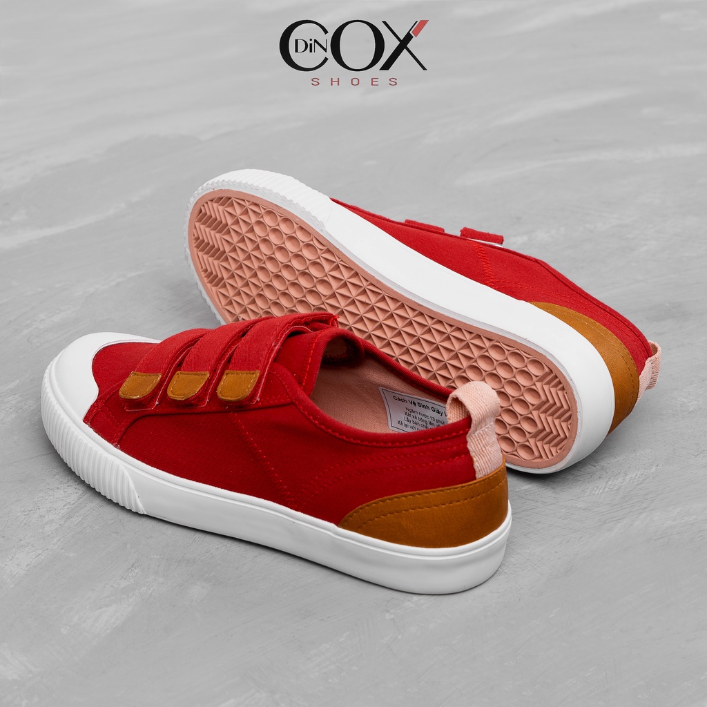 Giày Sneaker Vải Nữ DINCOX E01 Quai Dán Nữ Tính Red