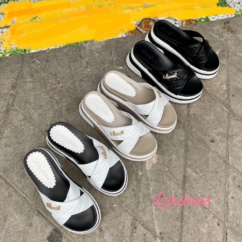 Dép nữ đế xuồng, dép bánh mì cao cấp quai chéo Màu đen trắng GV09