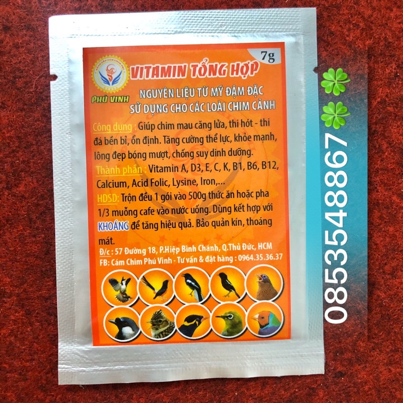 [Mã PET50K giảm Giảm 10% - Tối đa 50K đơn từ 250K] Vitamin Tổng Hợp Phú Vinh - Thuốc Bổ Cho Chim Cảnh .