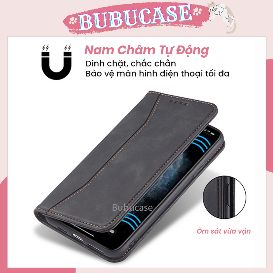 Bao da Iphone Cao Cấp Có Ngăn Đựng Thẻ Tiện Dụng Họa Tiết Sọc Đứng Sang Trọng