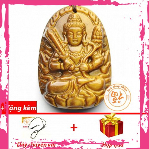 ♥️Freeship 99k TQ_Mặt Dây Chuyền Hư Không Tạng Bồ Tát Mắt Hổ Vàng Nhí