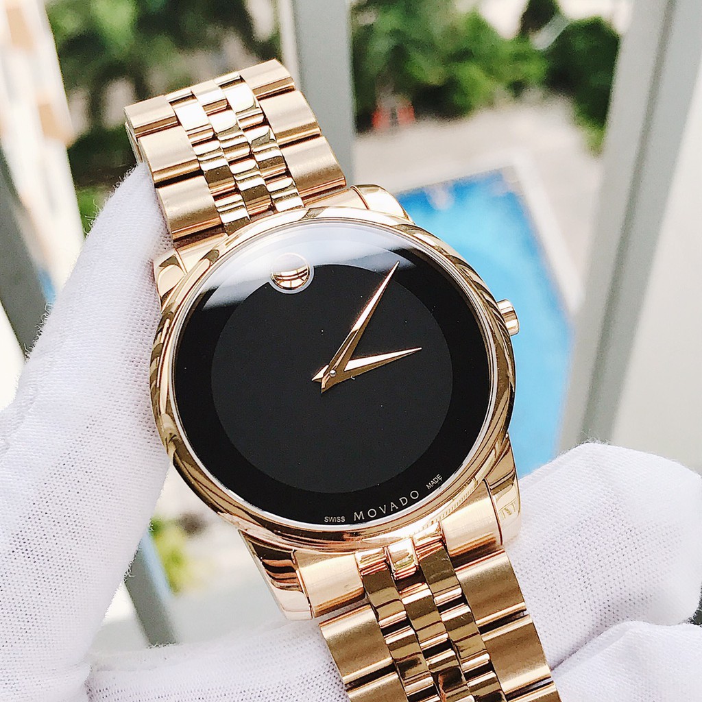 Đồng Hồ Movado Chính Hãng Nam 0606997 Black Dial Yellow Gold PVD Men’s Watch